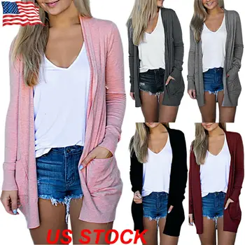 

Women Knitted Cardigan Long Sleeve Loose Sweater Autumn Casual Tops Outwear Coat