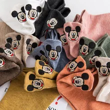 Disney Mickey Minnie feliz calcetines de otoño verano corto calcetines lindo para las niñas de dibujos animados de algodón de Corea las mujeres deportes Calcetines