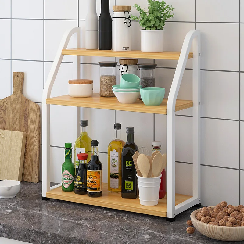 

2/3 Layer Kitchen Spices Bottle Organizer Rack Multifunctional Seasoning Rack Home Durable Storage Shelf Eco-friendly Wood Stand