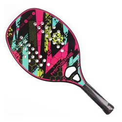 MINGHE Adult Beach Board Tennis Racket Carbon Fiber EVA Foam Core Lightweight Tennis Racket Simple Carbon Fiber Beach Racket