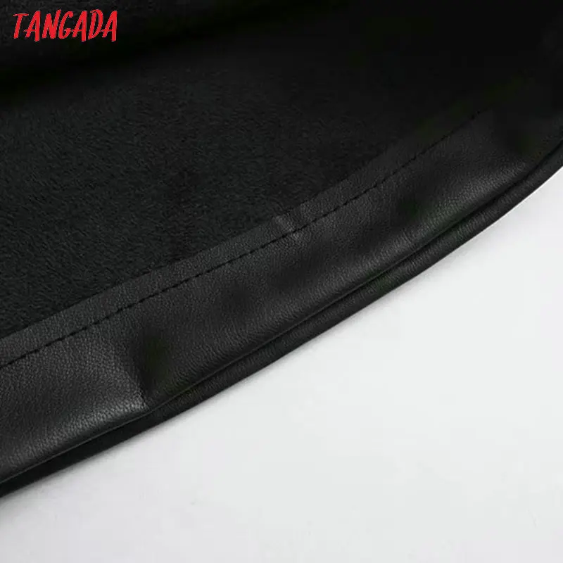 Tangada, Женская юбка из искусственной кожи с оборками, шорты, черные, Новое поступление, карманы, женские, высокая талия, женские повседневные шорты, 4M132