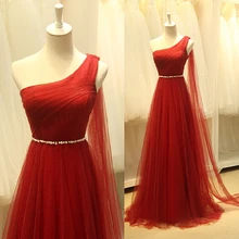 

custom one shoulder a-line 2018 new style sexy tulle free shipping vestido de festa party gown long women bridesmaid dresses