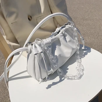 

NEW original design fashion transparent chain cloud bag unique design underarm bag handbag width 26cm height 12cm thickness 8cm