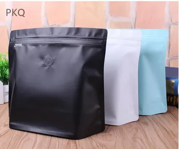 

20pcs High Quality Black/White Coffee Storage Bag Aluminum Foil Stand Up Bag Tear Notch Zip Lock Bag with Valve Packaging Bags
