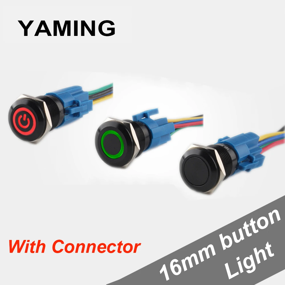 

16mm Metal Push Button Switch 5 Pins Hot Car Auto LED Light Power Red/Yellow/Blue/Green/White Self Locking/Momentary On-Off