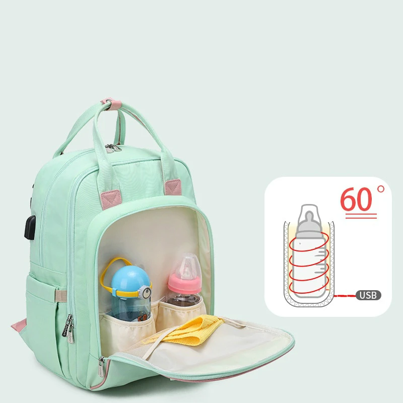 2020 New Fashion Diaper Bag Bottle Heating Multi-Function Mommy Bag Waterproof Travel baby diaper backpack With USB Interface 2020 New Fashion Diaper Bag Bottle Heating Multi-Function Mommy Bag Waterproof Travel baby diaper backpack With USB Interface