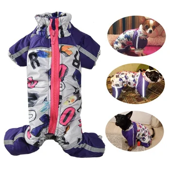 

Dog Clothes Winter Waterproof Warm Coat Jumpsuit Reflective Small Pet Snowsuit with Zipper Camouflage Down Jacket Coat