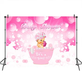 

Neoback Baby Shower Backdrop Bubble Foam Bathing Pink Background Customized Photographic Backdrops for Photo Studio