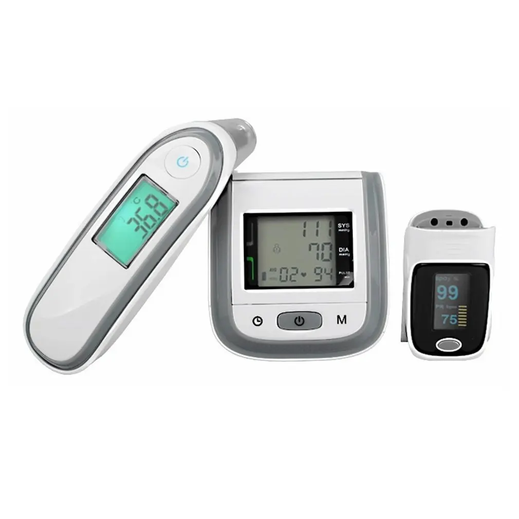 Бытовой 3 в 1 ЖК-дисплей наручные здоровья контроль за телом& светодиодный оксиметра импа Ульс напальчника& детский ушной инфракрасный термометр для измерения температуры Семья здравоохранения
