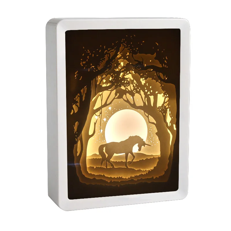 Новинка, Прямая поставка, Рождественский светильник, ночник, 3d тени, коробка, живопись, резьба, подарок, светильник s, прикроватная лампа, ночник - Испускаемый цвет: BO-4