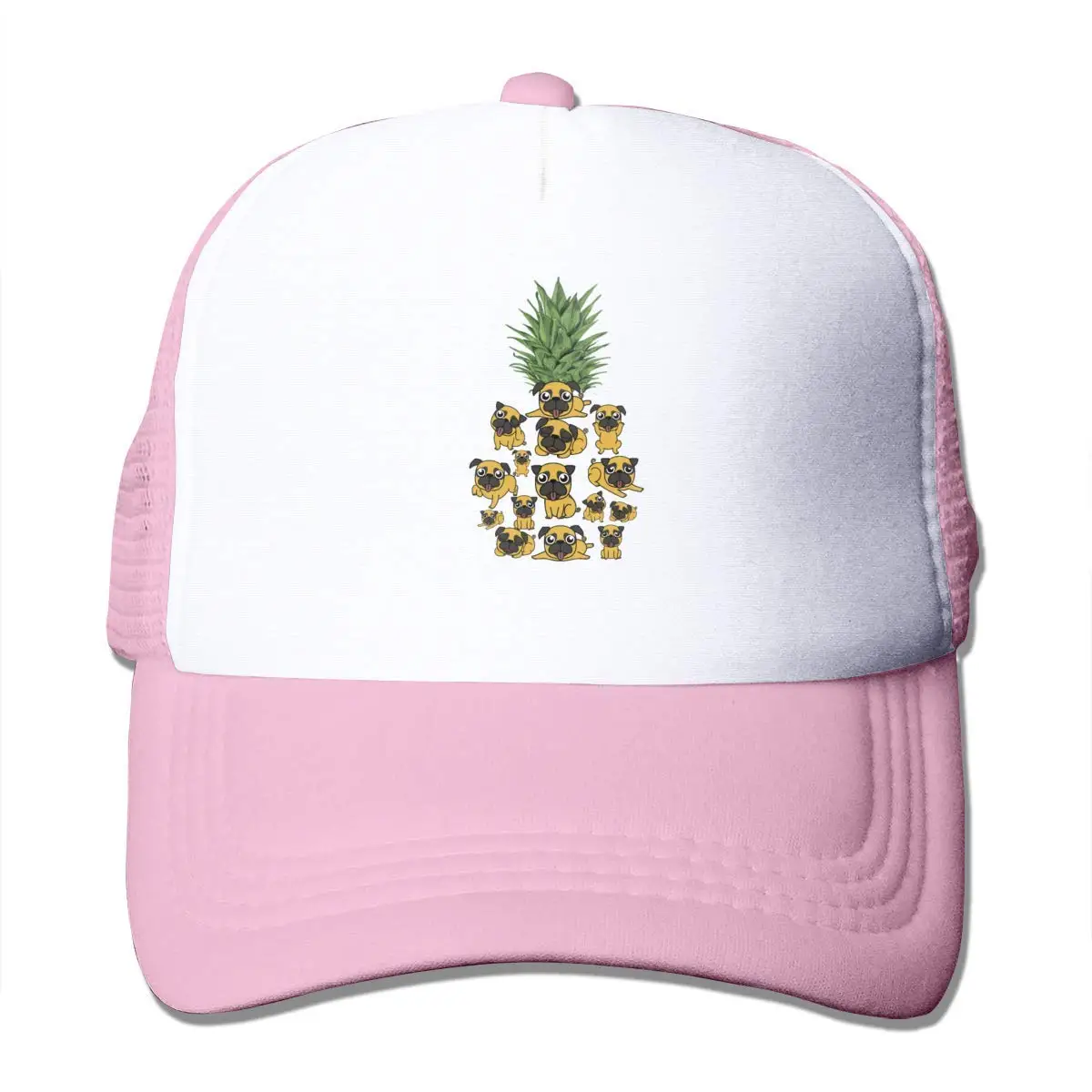 Милая бейсбольная кепка с ананасом и Мопсом, унисекс, Регулируемая Кепка в Стиле Дальнобойщика, розовая