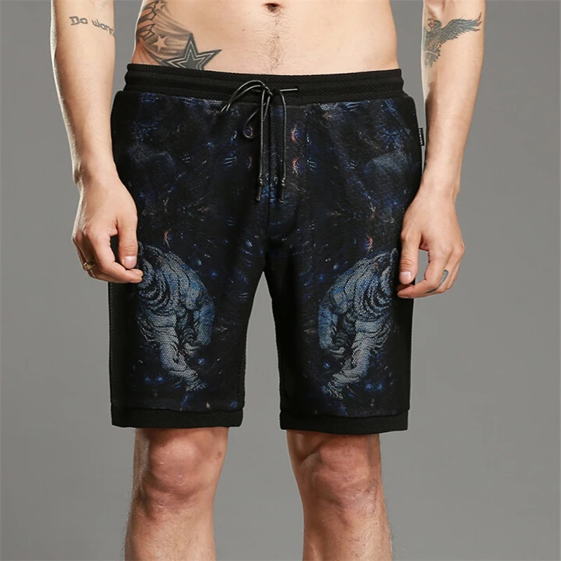 Мужские шорты из хлопка с принтом, повседневные короткие штаны