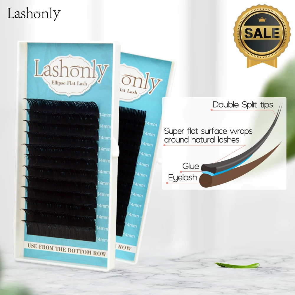 Матовые плоские накладные ресницы Lashonly мягкие эллипсовые из искусственной норки