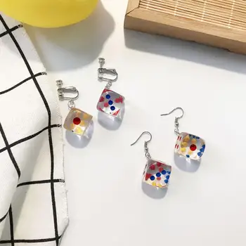 

Super Funny Transparent Cube Dice Drop Earrings for Women Girls Geometric Colorful Dangle Earrings Jewelry Accessaries Gifts