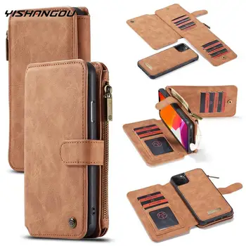 

Magnetic Leather Zipper Wallet Case For iPhone 11 Pro Max XR X XS Max 8 7 6s 6 s Plus Case Multi Card Holder Slots Phone Cover