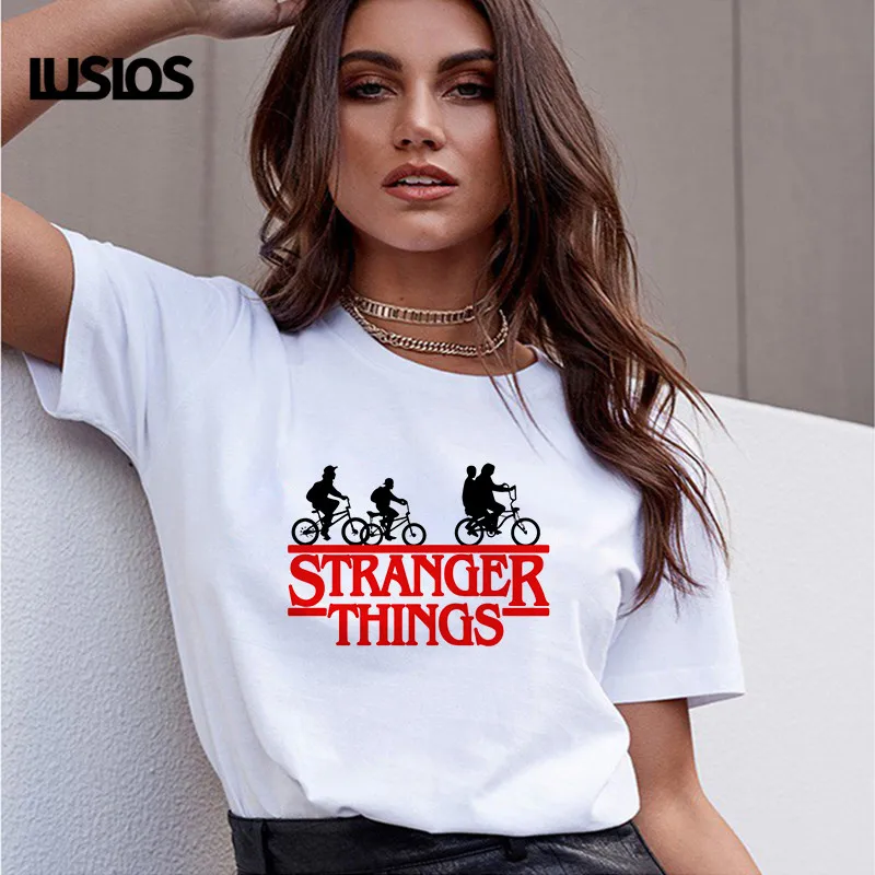 LUSLOS 2019 Новая летняя футболка с буквенным принтом странные вещи ТВ шоу женщины