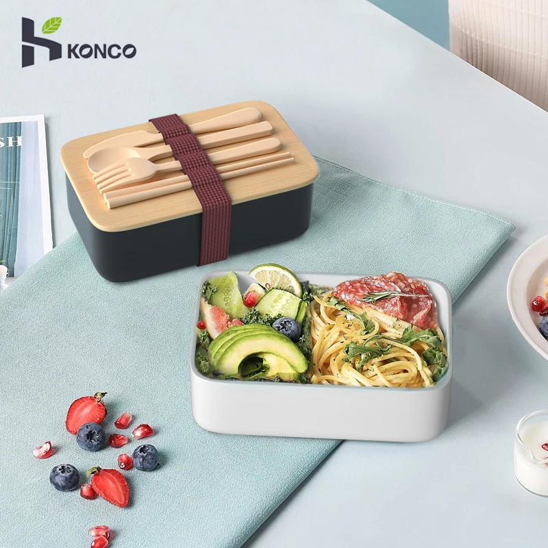 Portable Bamboo Lunch Box Japan Bento Box for School Kids Food Container Box With knife and fork