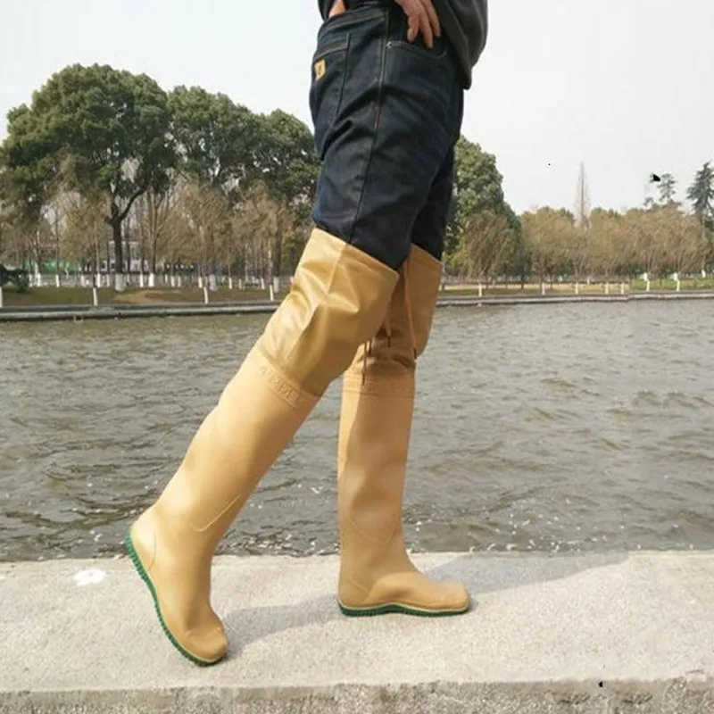 EU 35-45 High Rain Shoes Men Women Outdoor Fishing Field Garden Working Over Knees Pant Aqua Boots Anti-wear Non-slip Trousers