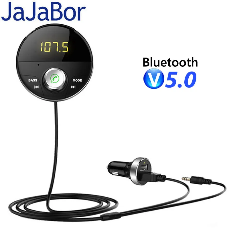 Jajabor Car Bluetooth 5.0 Kit Vivavoce Jack Da 3.5Mm Aux Audio Lettore Mp3 Ricevitore Musicale Wireless Per Auto Caricatore Per Auto Trasmettitore Fm