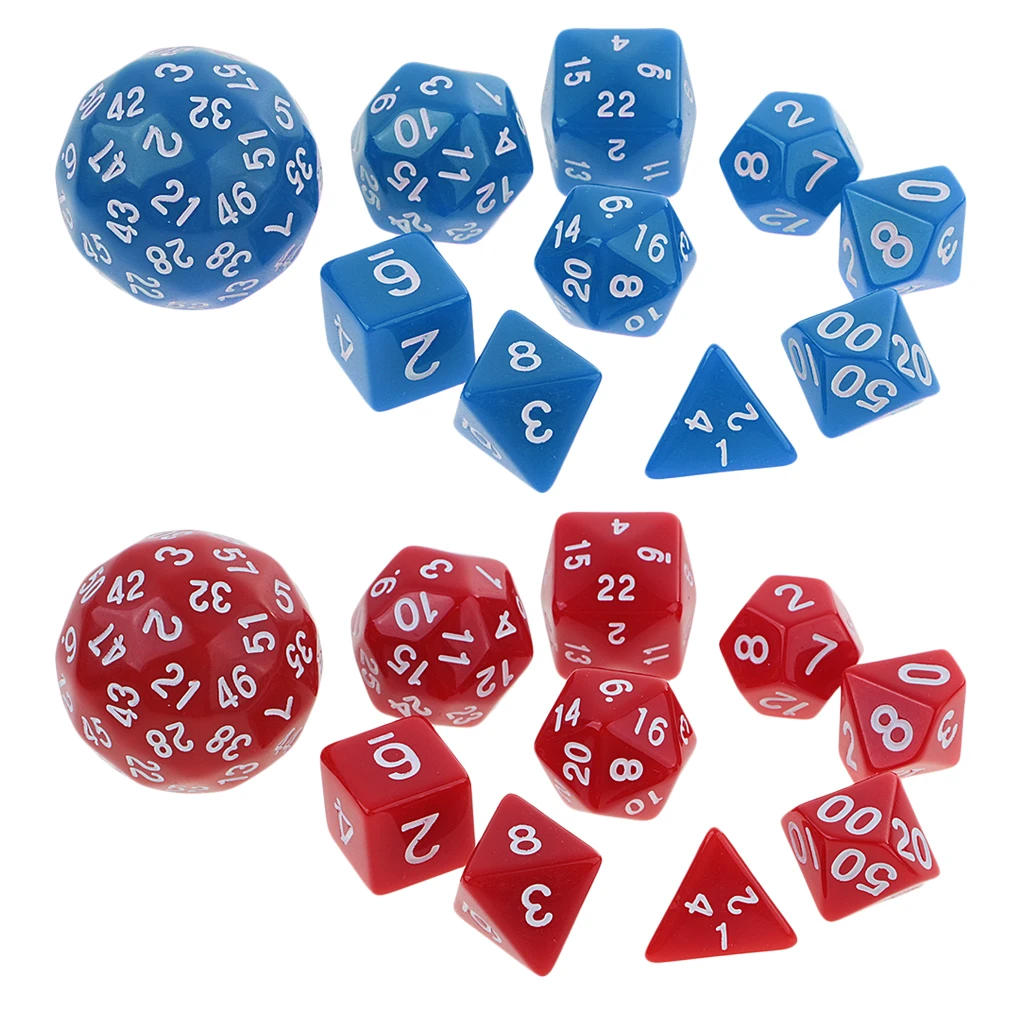 20 шт многогранные кости набор D4 D6 D8 D10 D12 D20 D24 D30 D60 для D&D TRPG MTG