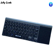 Jöle tarak rusça/İspanyolca/Bluetooth klavye ince kablosuz Bluetooth klavye ile sayı için Touchpad fare Tablet LaptopPhone