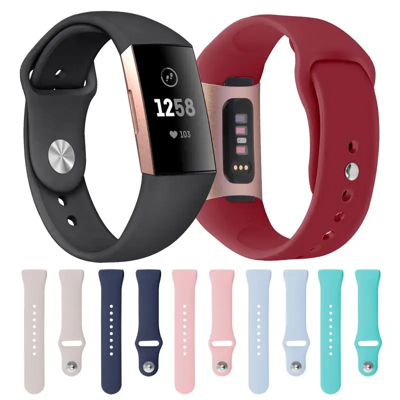 Стильный Простой однотонный браслет для Fitbit Charge 3 ремешок часов на выбор два