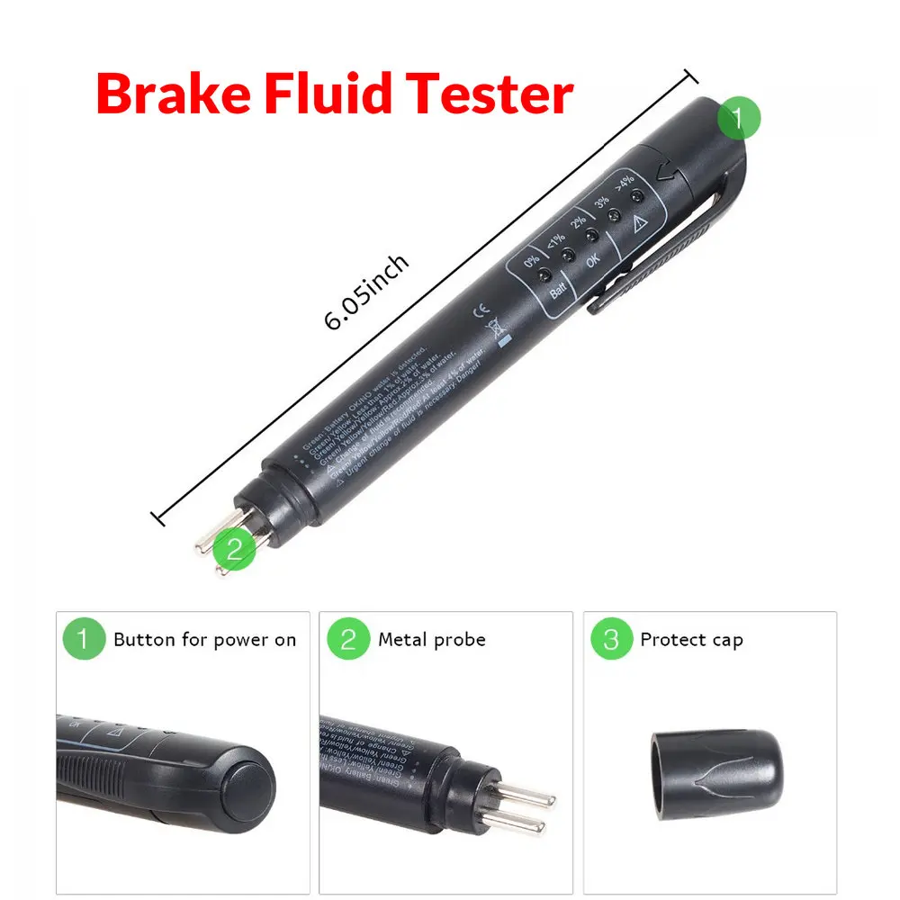 Brake Fluid Liquid Tester Pen With 5 LED Vehicle Diagnostic Tool For DOT3/DOT4 automobile exhaust gas analyzer Diagnostic Tools