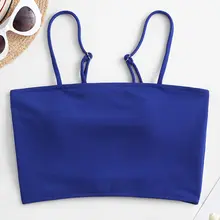 Zaful ребристый Мягкий Купальный топ Бикини Топ сплошной цвет