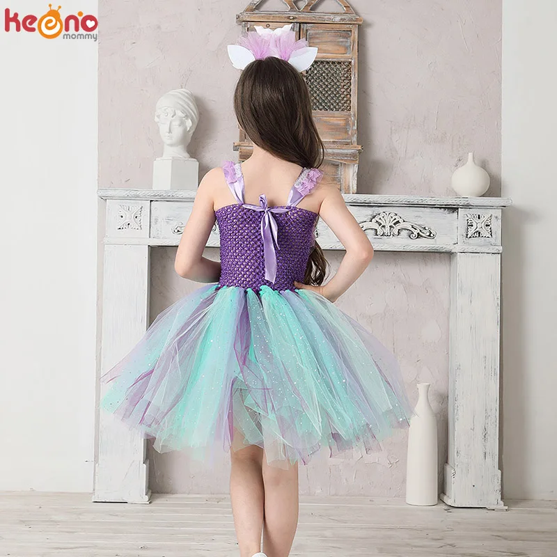 Vestido Tutu Extravagante de Sereia, Headband Fantasia, Kids