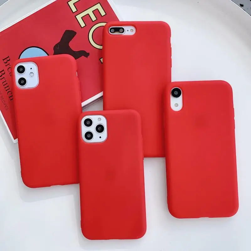 Красные Матовые чехлы для телефонов Xiaomi Redmi Note 8 Pro 8T 5A 4X 9 7 6 5 K30 K20 S2 8A 7A 6A однотонные