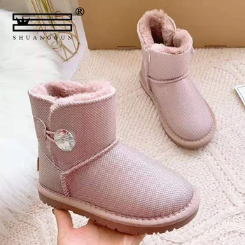 

SHUANGGUN Australian imported wool and sheepskin leather premium upper material warm snow boots children sheepskin boots