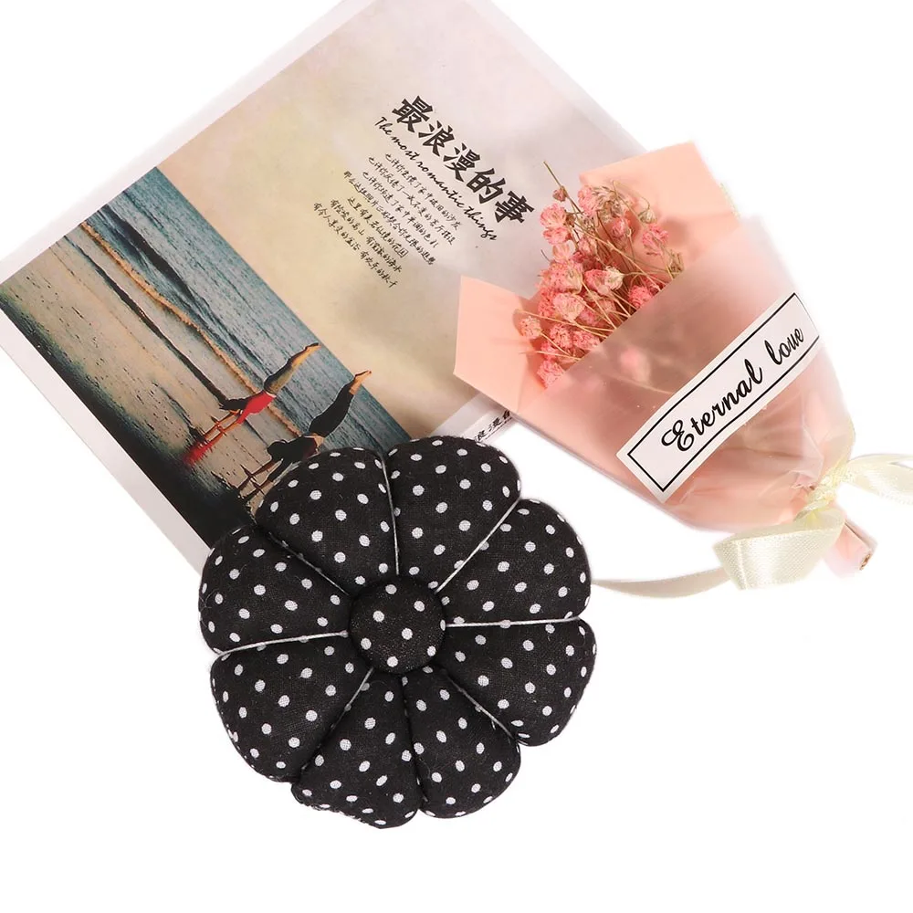 Швейная булавка в форме тыквы, подушка из хлопчатобумажной ткани, кнопочный ремешок для вышивки крестиком, швейная безопасная булавка, аксессуары для подушек - Цвет: black