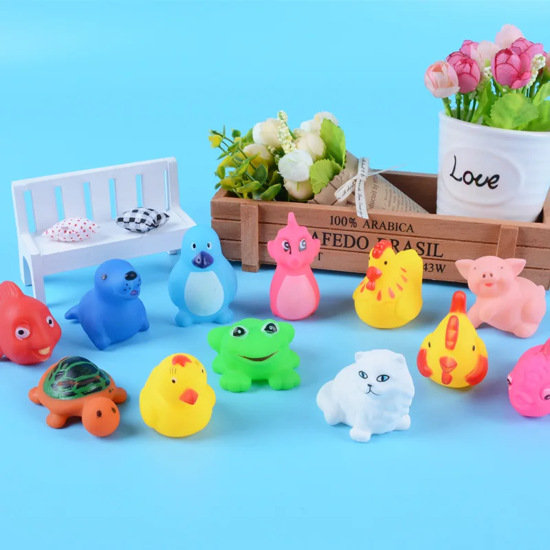 Игрушки для ванной милые смешанные животные плавательные игрушки воды мини