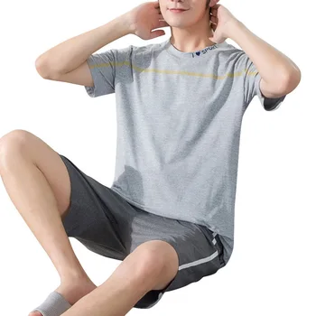 

Mens Summer Cotton Short-sleeved Shorts Pajamas Set Thin Section Home Suit Multi Styles Plus Size Mens Sleepwear Pajamas