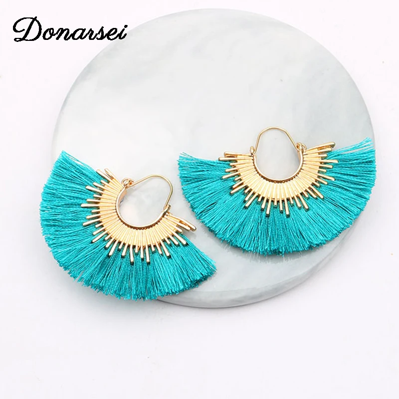 

Donarsei 2019 New Fashion Sector Tassel Earrings For Women Bohemian Rope Fringe Drop Dangle Earrings Boho Statement Jewelry