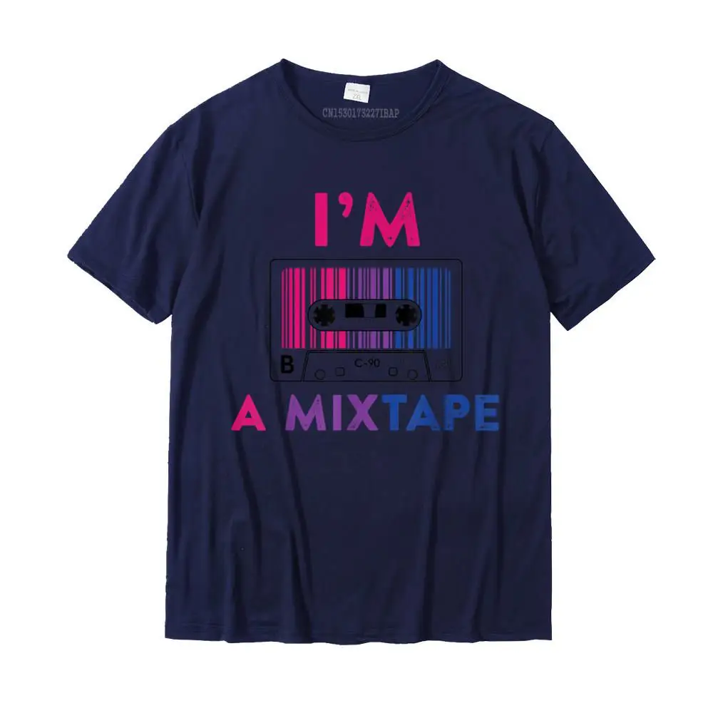 Casual T Shirt Graphic O Neck Fashionable Short Sleeve 100% Cotton Men T-Shirt Comics Tee Shirts Drop Shipping I'm a Mixtape Bisexual Pride LGBT T shirt Lesbian Gay Flag T-Shirt__32117 navy