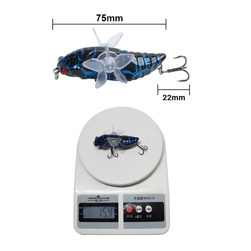 Wokotip 1 шт. 7,5 см 16 г насекомое Цикада приманка для рыбы кренкбейт вращается пропеллер приманка для карповых плавающая верхушка жесткие приманки