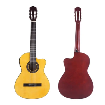 

ammoon Classical Guitar 39 Inch 6-String Cutaway EQ Classical Guitar Built-in Pickup Merbau Topboard with Gig Bag Strings Wrench