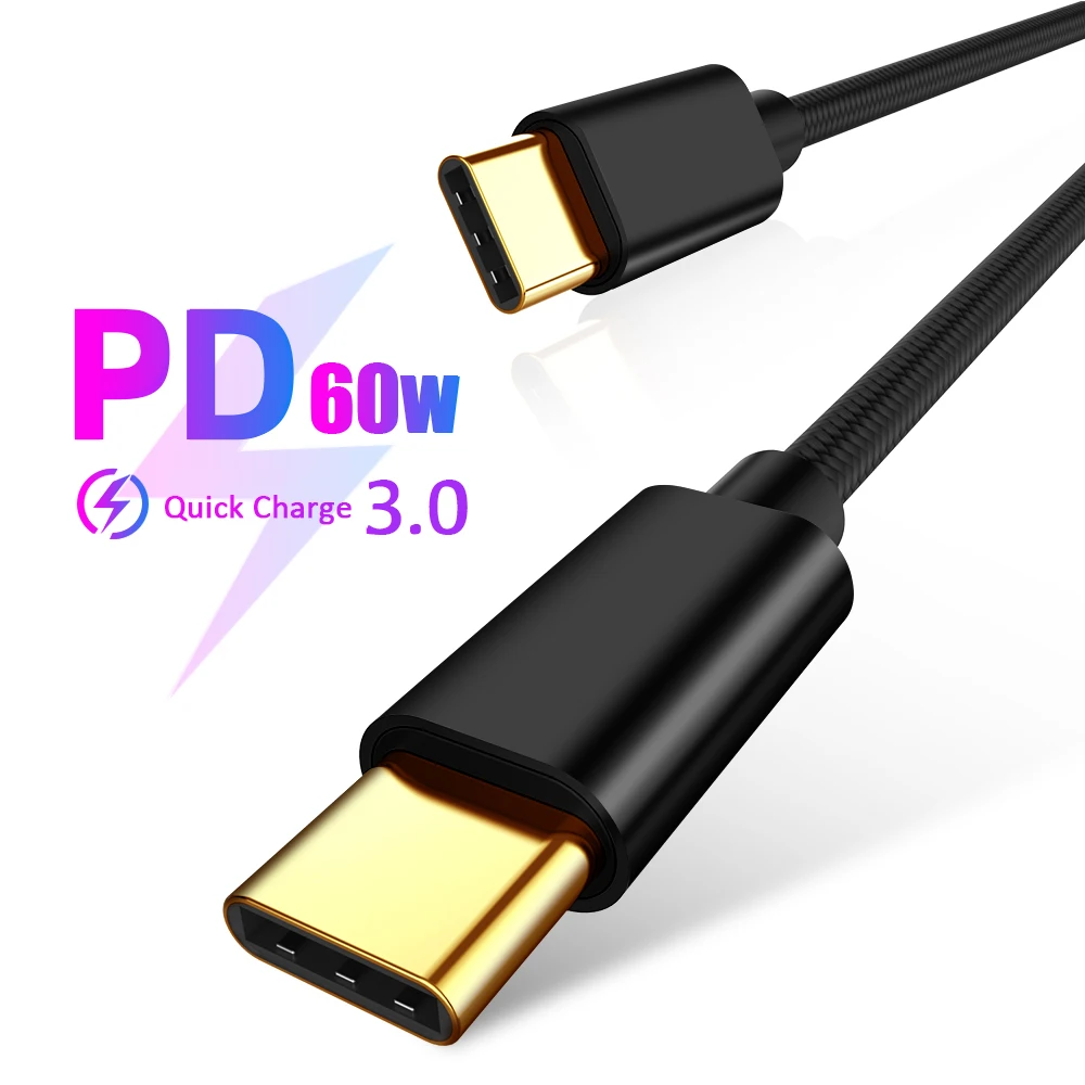 

Type C to USB C Cable For Huawei Mate 20 PD Fast Charge Type-C Male to Male Cable For Macbook Pro Samsung S9 USB-C Wire Cord