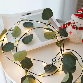 

Fairy String Lights Leaf Shaped Decorative Hanging Lights Warm White Bulbs Copper Wire Lights Waterproof Garden Patio Landscape