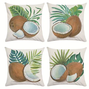

Cartoon Coconut Shell Series Cushion Cover Sofa Short Plush Pillow Cover Colorful Pillowcase Fresh Soft Home Decor