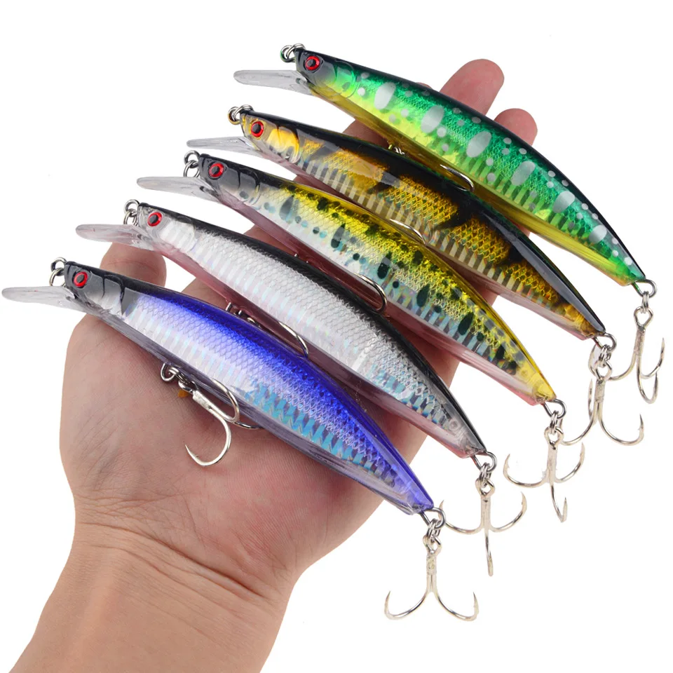 

Wobbler Minnow Sinking Hard Plastic Artificial Bait For Fishing Lure Tackle Bass 13cm 3d Eyes Topwater 2 Fish Hook Crankbait 1pc