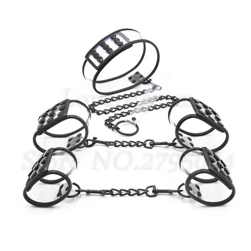 Adult Game PVC Adjustable BDSM Bondage Erotic Slave Restraints Handcuff Ankle Cuff Collar Flirting Sex Toys For Couple Women Men | Красота и