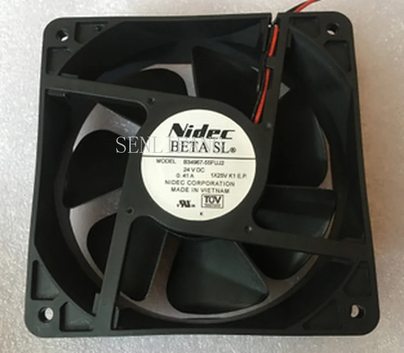 

Free shipping B34978-55FUJ2 DC 24V 0.41AMP 2-wire 120x120x38mm Server Square Fan