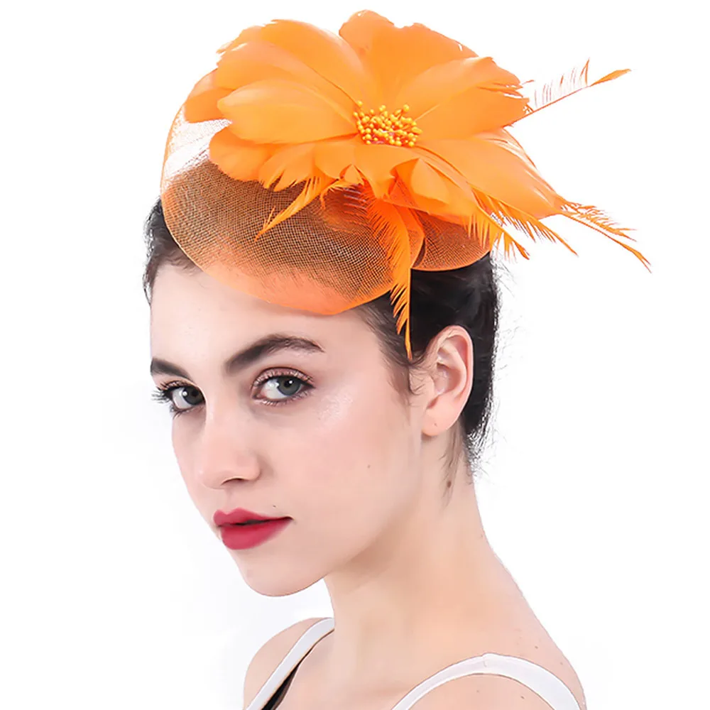 Orange Crinoline Fascinators Hats Top 