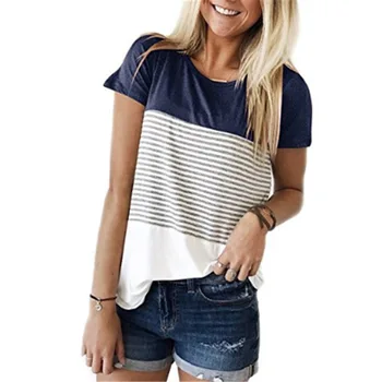 

Summer 2020 short sleeve t shirt blue Women Top Garment