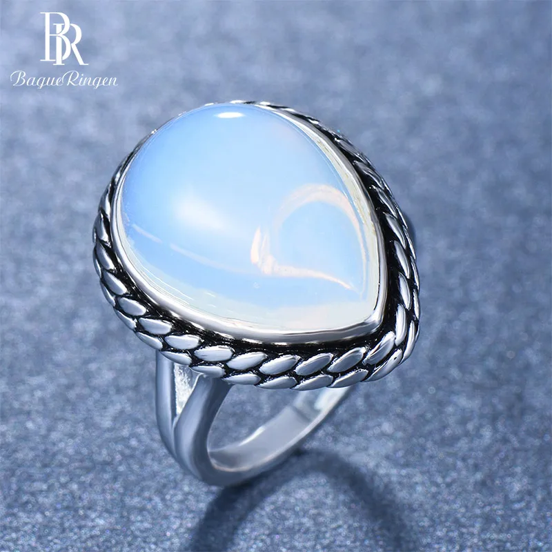 Кольцо Bague Ringen из стерлингового серебра 925 пробы для женщин, капля воды, пириформа, лист, простая Мода, студенческий подарок на день рождения, размер 5, 6,7, 8,9, 10