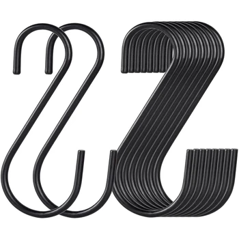 

30Pcs Black S Hooks,Heavy Duty Metal Hooks Can Withstand Up to 65 Pounds for Kitchen,Office,Garden or Outdoor Activities