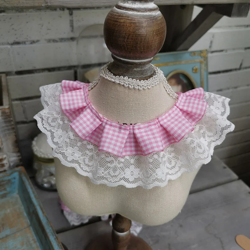 Lace Fabric Lace Ribbon Lace Garment Accessories Sewing Patches Lace Sewing Supplies Lace Decoration Lace Accessories Lace Sewing Accessories Clothing Accessories Lolita Style Double-layer Lattice Webbing Pleated Lace DIY Children's Clothing Doll Hat Dress Collar Skirt Hem Sewing Decoration