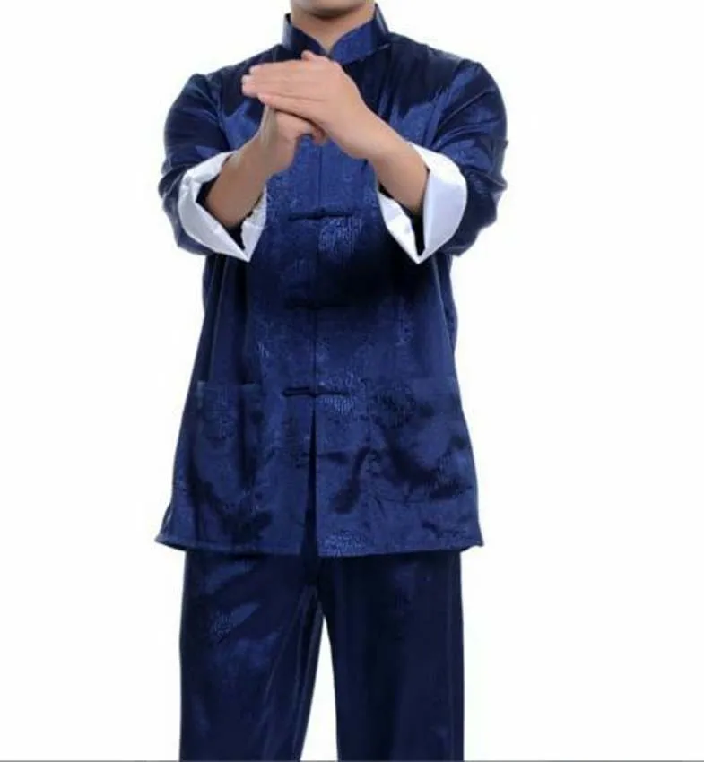 5 colour Chinese Style men's Dress silk kung fu tang suit pajamas pajamas set silk pajamas man pajamas set Tai Chi Martial Arts Suits Set Size M-3XL